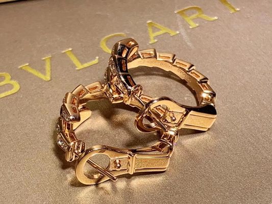 Slim 18k Gold  Serpenti Viper Earrings Full Pave Diamonds Luxury Diamond Jewelry