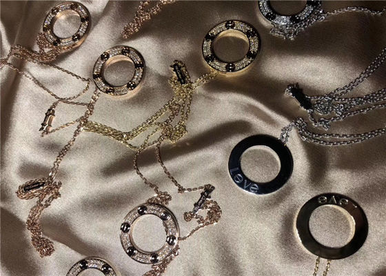 0.34ct B7058000 Diamond Paved 18k White Gold  Necklace Brand copy jewelry