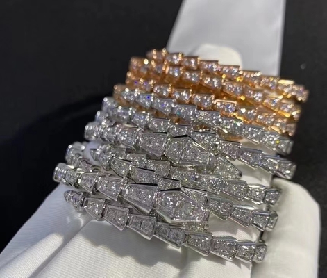 Serpenti One Coil Slim 18K Gold Diamond Bracelet 3.88ct Elegant White Gold Band