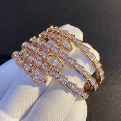 Serpenti One Coil Slim 18K Gold Diamond Bracelet 3.88ct Elegant White Gold Band