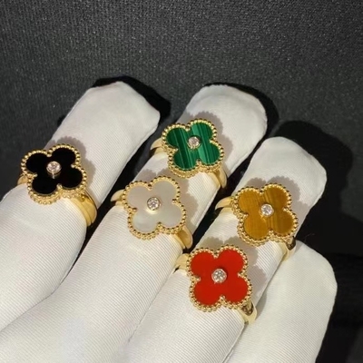 Luxe Vintage Diamanten Ring VCA 18k Gele Gouden Ring 1pcs