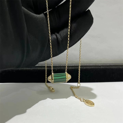 18k Brand Juwelen Custom Juwelen Malachiet Diamant Goud Ketting