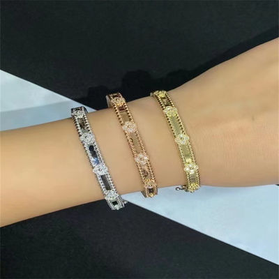 Massief gouden Custom Brand sieraden 18k roségouden PerléE zoete klavertjes armband