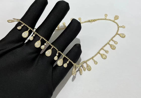 Op maat gemaakte 18K gouden diamanten ketting gele gouden slang boheem ketting