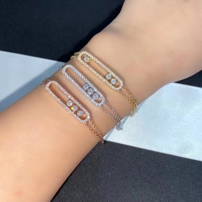 3 Diamonds Verplaatsbaar AU750 Goud Verplaats Armband 18K Geel Goud Diamant Armband