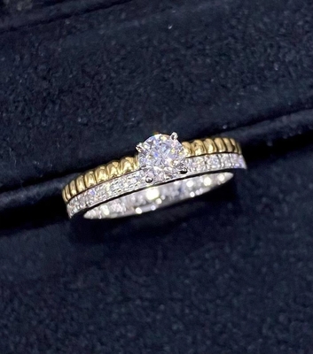 Luxe Juwelen Custom 18K Gold Diamanten Ring Ronde Diamanten Stenen HK Setting