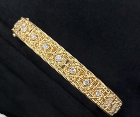 Gepolijste afwerking 18K goud diamant armband Prong Setting Meester sieraden leverancier