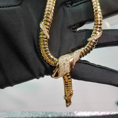 Serpenti 18 Kt Gele Gouden Ketting Set Met Demi Pavé Diamanten En Zwarte Onyx Ogen 18K Gouden High Jewelry