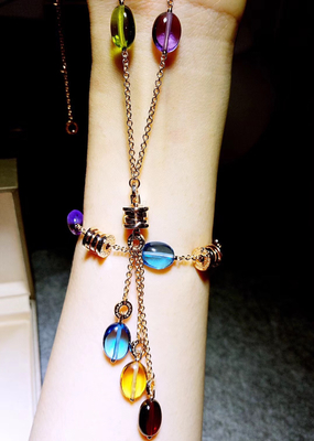 18K GOLD Bracelet Natural Topaz Crystal Bracelet Necklace in 18k Yellow Gold