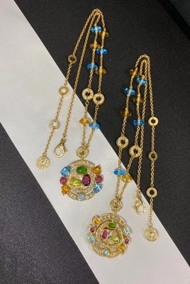 18k gele goud geometrische 16,7 inch astrale hanger halsketting
