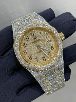 Skeleton Men Lab Diamant polshorloge Zwitserse Moment Moissanite Gestofferd Iced Out