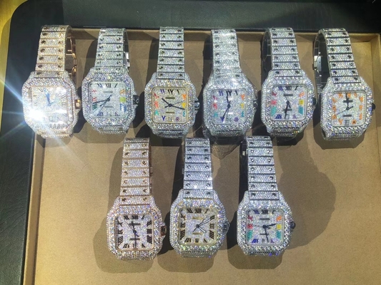 Hip Hop Iced Out Lab Diamonds Grote Dial Vvs Moissanite Horloge