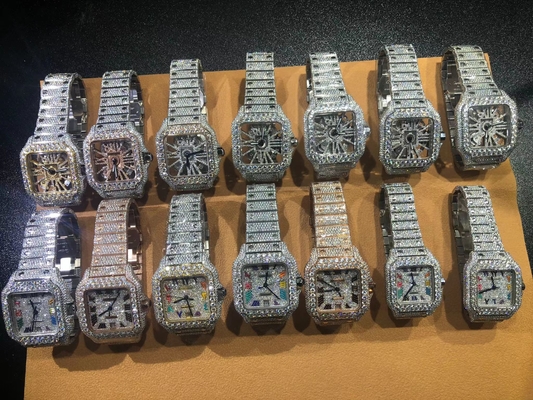 Luxe Design Hip Hop Iced Out Lab Diamanten Moissanite Diamanten Horloge