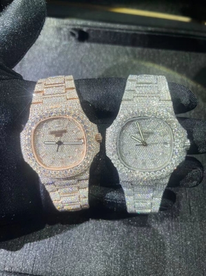 Mechanische VVS Moissanite Iced Out Diamant Horloge Zwitserse Klon Automatisch Beweging