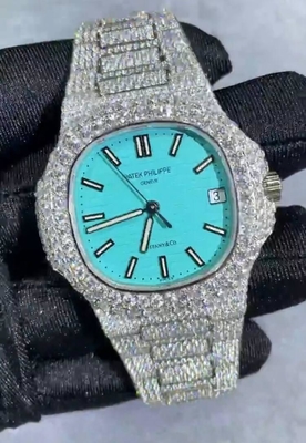 VVS Iced Out Moissanite Horloge Automatisch Tiffany Dial Volledig Iced Out Horloge