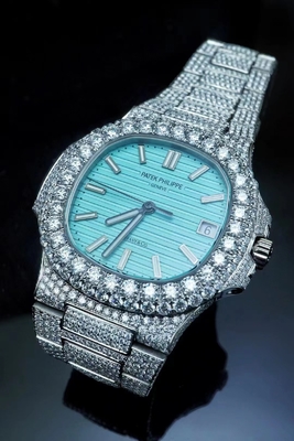 Patek Philippe Iced Out Moissanite Horloge DEF VVS Moissanite gespeld horloge